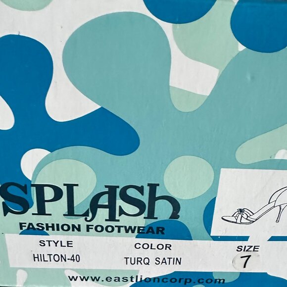 NWT | Splash Fashion Turquoise Satin Floral Heels | Size 7 - Picture 3 of 9